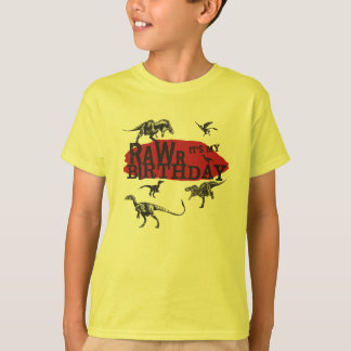 Camisa del cumpleaños del dinosaurio de Rawr