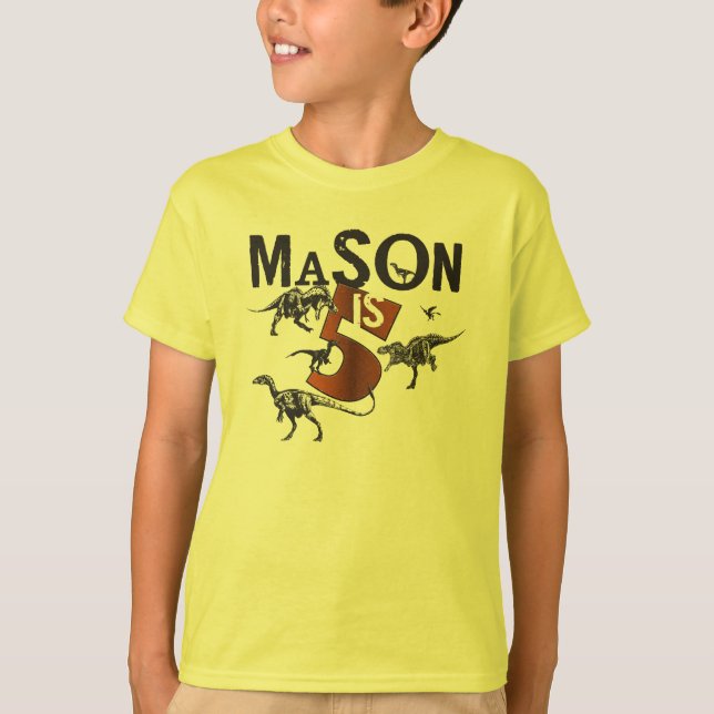 Camisa del cumpleaños del dinosaurio del albañil (Anverso)
