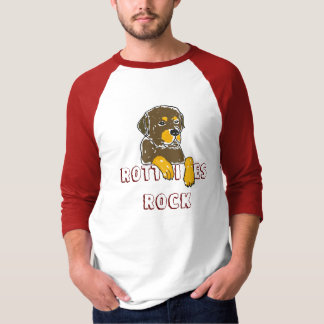 Camisa del dibujo animado de Rottweiler de la roca