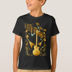 Camisa del fiesta de la guitarra del oro