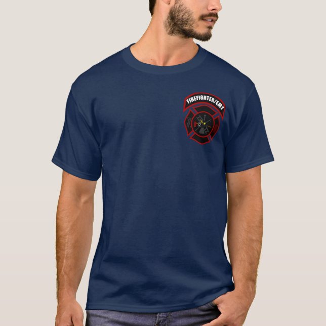Camisa del fuego - Firefighter/EMT (casco negro) (Anverso)