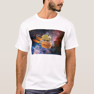 Camisa del gato del espacio de la hamburguesa del