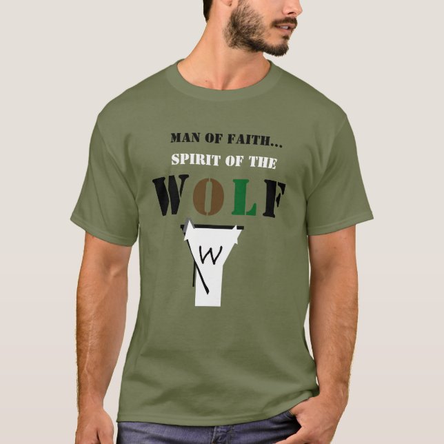 Camisa del hombre de fe ... espíritu del lobo (Anverso)