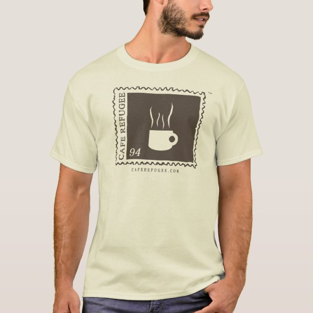 Camisa del logotipo del refugiado del café (Anverso)