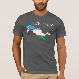 Camisa del mapa de la bandera de Uzbekistán