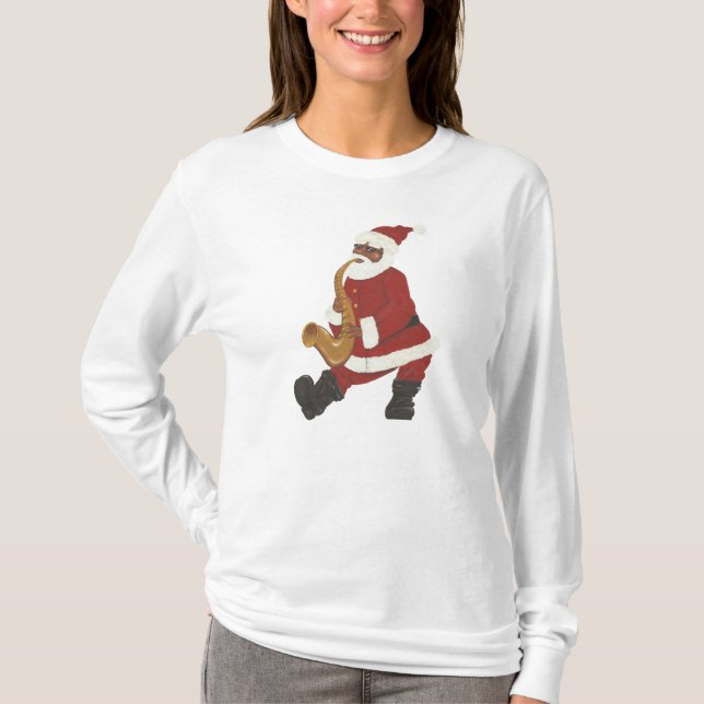 Camisa del navidad de Santa del afroamericano (Anverso)