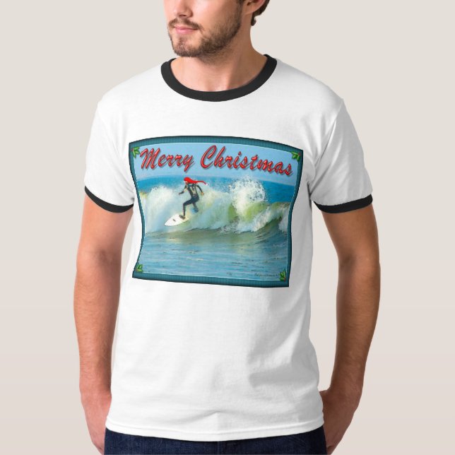Camisa del navidad de Santa que practica surf (Anverso)