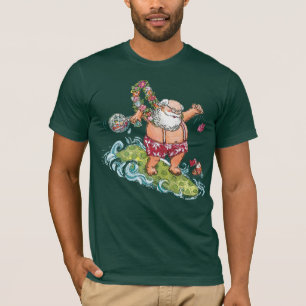 Camisa del navidad de Santa que practica surf