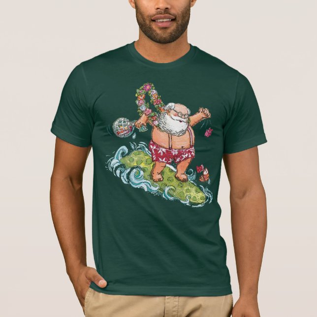 Camisa del navidad de Santa que practica surf (Anverso)