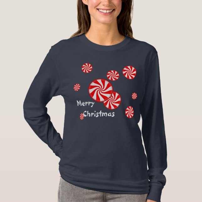 Camisa del navidad del remolino de la hierbabuena (Anverso)