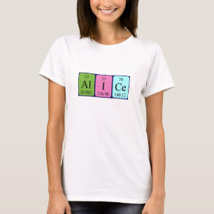 Camisa del nombre de la tabla periódica de Alicia