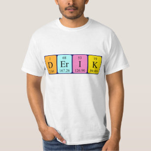 Camisa del nombre de la tabla periódica de Derik
