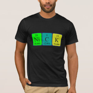 Camisa del nombre de la tabla periódica de Nick