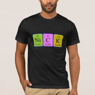 Camisa del nombre de la tabla periódica de Nick