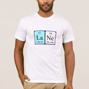 Camisa del nombre de la tabla periódica del carri