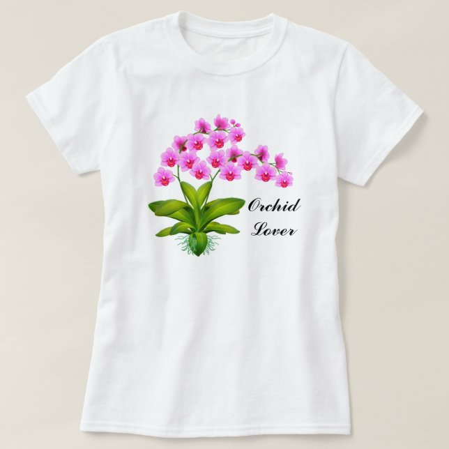 Camisa del Phalaenopsis del rosa del amante de la (Diseño del anverso)