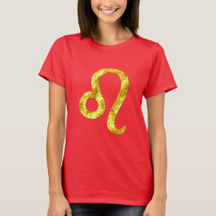 Camisa del rojo del oro de Leo
