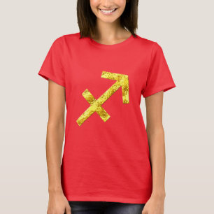 Camisa del rojo del oro del sagitario