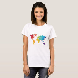 Camisa del viaje del mapa del mundo en acuarela