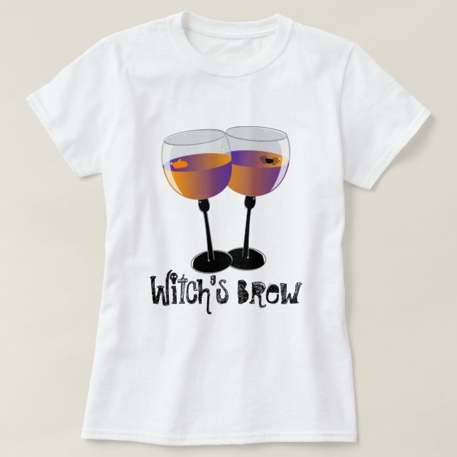 Camisa del vino de Halloween del Brew de la bruja (Diseño del anverso)