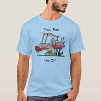 Camisa divertida del dibujo animado del biplano