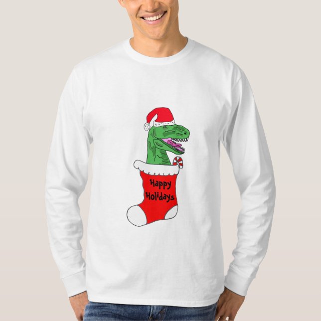 Camisa divertida del navidad de T-Rex de los CB (Anverso)