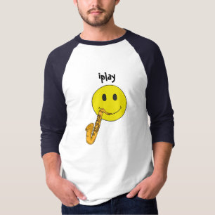 Camisa divertida iplay del saxofón de la cara de