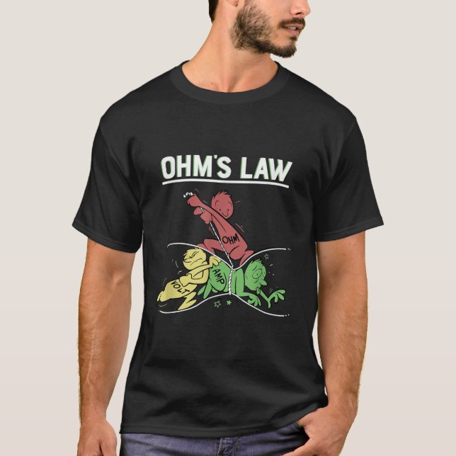 Camisa divertida Ohms Law.Motor Electrónico (Anverso)