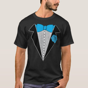 Camisa estilo Tuxedo Blue Bowtie & Blue Flower