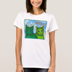 Camisa extranjera del arte del gato de la fantasí