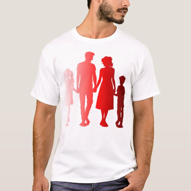 Camisa familiar de silueta roja que coincide con (Anverso)