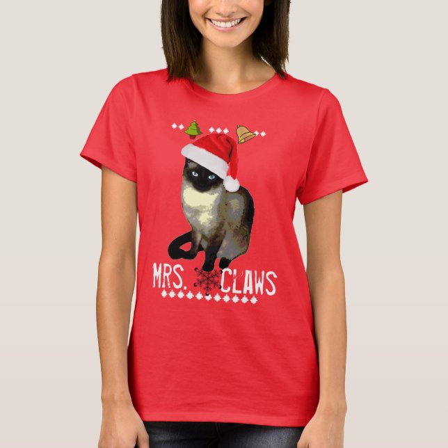 Camisa fea del navidad del gato siamés de "señora (Anverso)