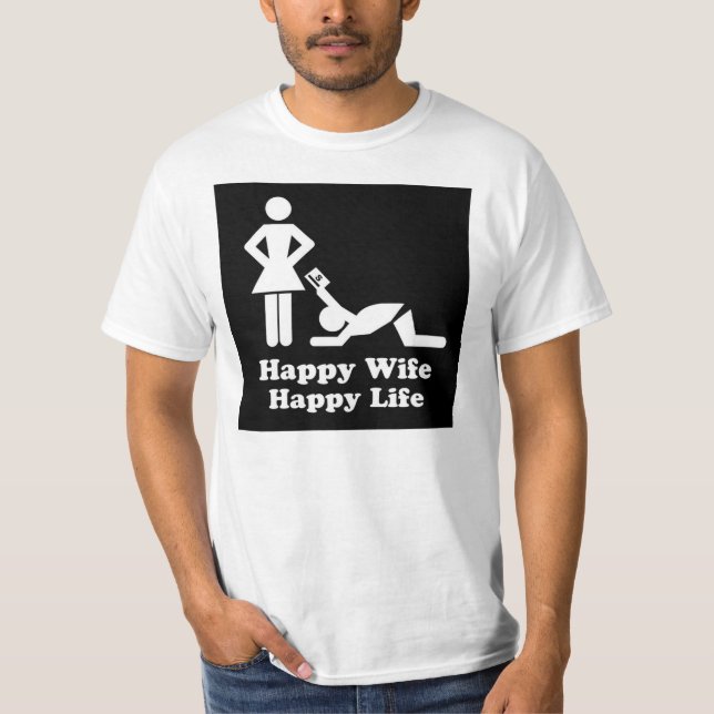 Camisa feliz de la vida de la esposa feliz (Anverso)