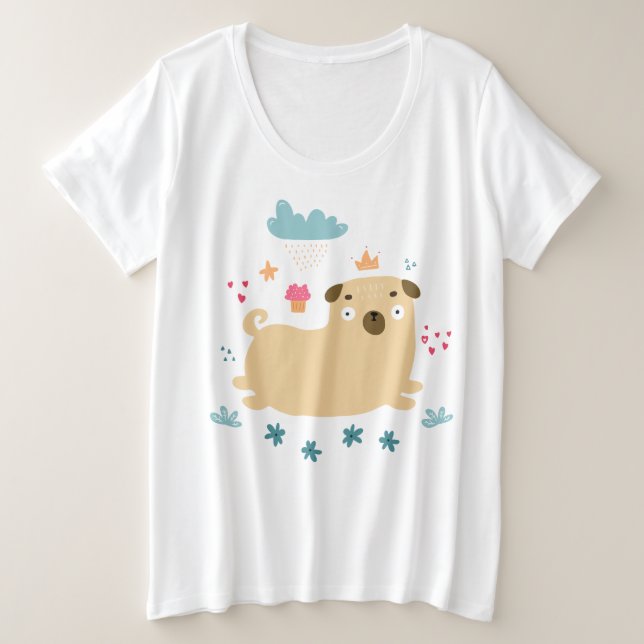 Camisa feliz Puggy Plus-Size (Anverso del diseño)