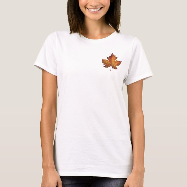Camisa femenina de hojas de arce de oro de sudader (Anverso)