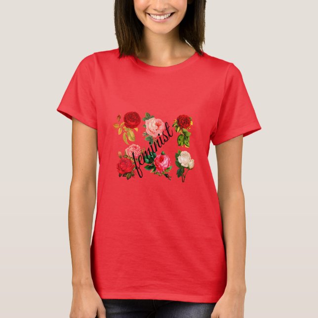 Camisa Feminista Floral Roja (Anverso)