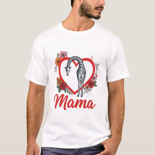 Camisa Floral Corazón Mamá Jirafa Vintage Diseño_1