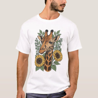 Camisa Floral de Girasol con Grabado Vintage de Ji