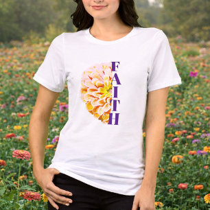 Camisa floral de zinia naranja cristiana Fe