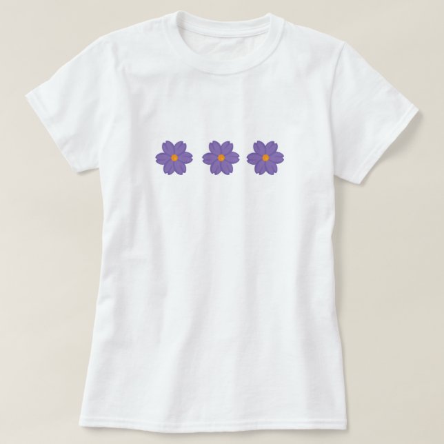 camisa floral, flor violeta (Diseño del anverso)