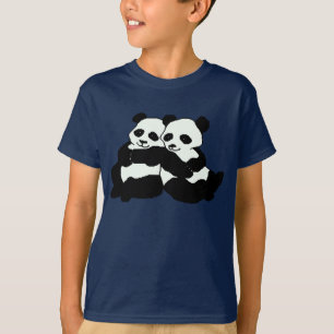 Camisa gemela de los niños de los osos de panda