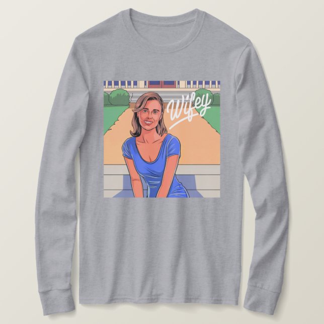 Camisa gris Wifey de largo alcance (Anverso del diseño)