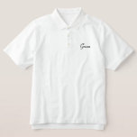 Camisa Groom Polo<br><div class="desc">Camisa Groom Polo mostrada en blanco con texto bordado en negro. Personalizar esta camisa o compra como está.</div>
