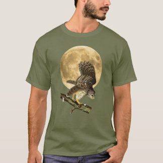 Camisa Halloween de la luna del búho barrado de