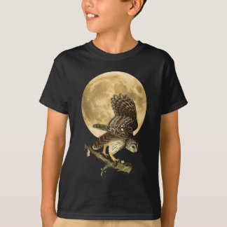 Camisa Halloween de la luna del búho barrado de