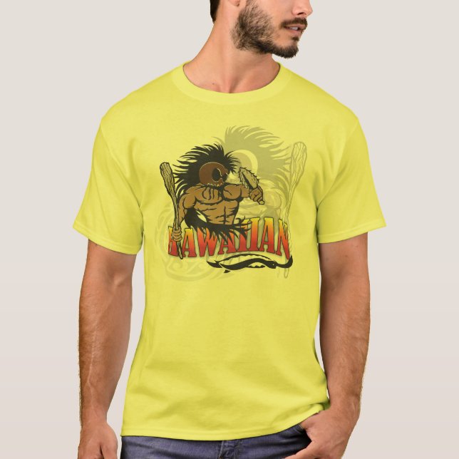 Camisa hawaiana del amarillo del guerrero (Anverso)