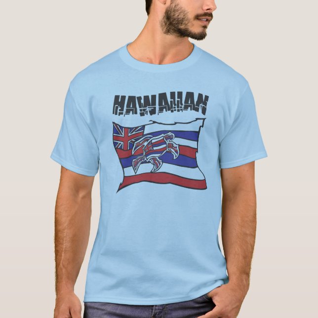 Camisa hawaiana del azul de la bandera (Anverso)