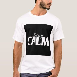CAMISA IMPRESA CON TEXTO DE PERMANECER TRANQUILO