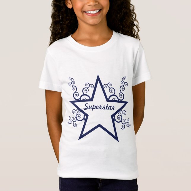 Camisa infantil de Swirls Superstar, azul oscuro (Anverso)