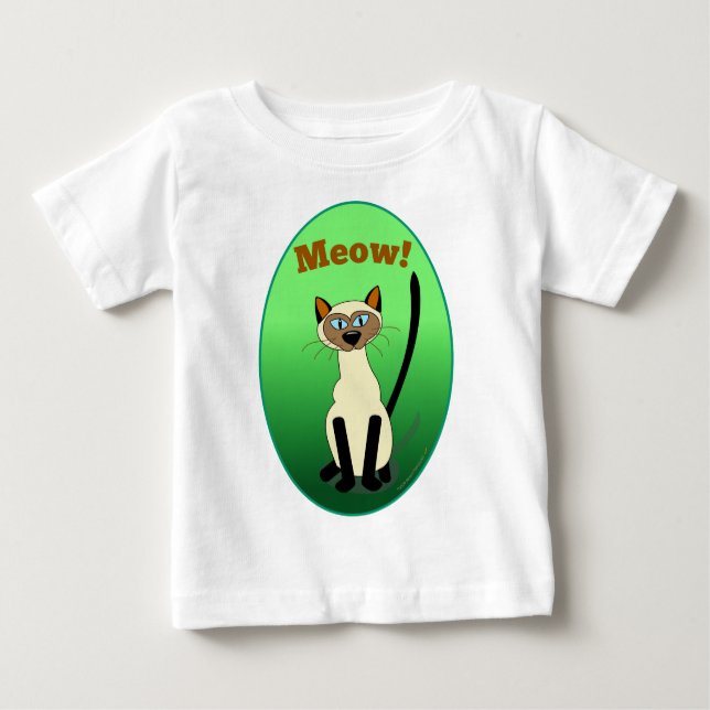 Camisa infantil (verde) siamesa del gato (Anverso)